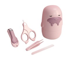 신신살롱 유아용 귀여운 하마 손톱깎이 세트, 핑크, 1세트