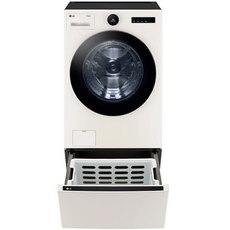 LG전자 트롬 오브제컬렉션 드럼세탁기 23kg + 키높이 수납함 방문설치, 세탁기(FX23ENE), 수납함(FP7E), 네이처 베이지