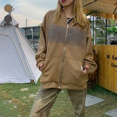 메이첼 루즈핏 빈티지 캐주얼 레터링 후드 집업 01517