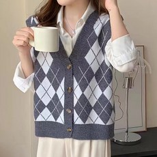 메이첼 가을 겨울 다이아몬드 민소매 니트 조끼 01557
