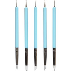 Dasababa 塑料手柄工藝矽膠 + 壓花雙面筆 5 支裝天藍色, 5個, 5種