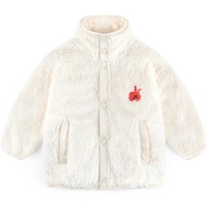 milk mile 童款愛心小熊刺繡柔軟法蘭絨外套