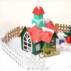 Shopping Joy聖誕氣氛瓦楞紙屋DIY設計1+圍欄3入組, 單色