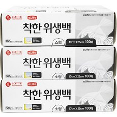 롯데 이라이프 착한 위생백 소 17 x 25 cm 100p, 소(S), 100개, 3개