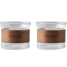 티도요 세븐키친 내열유리 우드홀더 노블컵 175ml, 혼합색상, 2개