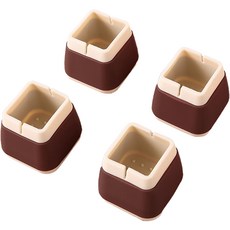 슬로우데코 소음방지 식탁다리 커버 실리콘 케이스 사각형, 브라운, 4개