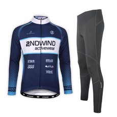 2NDWIND 男款藍色半拉絨球衣+Windwall防風褲襪套裝JFT