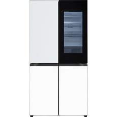 LG전자 디오스 오브제컬렉션 노크온 4도어 냉장고 글라스 870L 방문설치, 크림 스카이 + 크림 화이트, H874GYW312