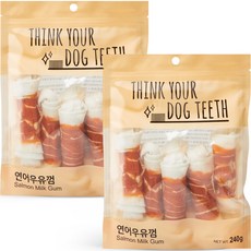 강아지 Think your dog teeth 연어우유껌 중형 240g 6p, 연어, 2개