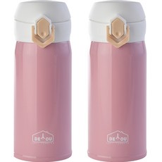 상상앤드 비비드 2중 진공 원터치 보온병 2p, 350ml, 핑크