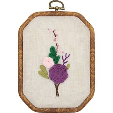 알로데 입체 플라워 팔각형 DIY 자수 패키지 15 x 11cm, 1개, A 002
