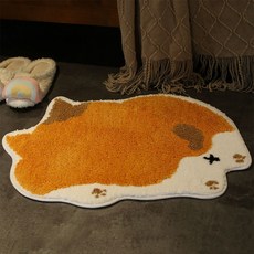 홈테리 엎드린 동물 침실 카펫 털 욕실 미니 러그, 노란고양이, 1개