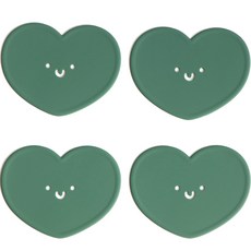 에이드엘 하트 실리콘 컵받침 4p, 카키, 1세트