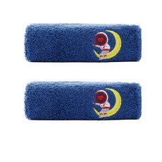 컬라피 캐릭터 자수 핸드 고리 수건, 블루, 2개