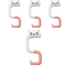 솔브리빙 귀여운 휴대용 동물 책상 가방걸이 거치대 후크, 핑크고양이, 4개