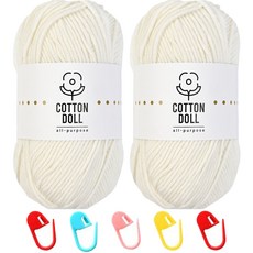 니뜨 코튼돌실 50g x 2p + 단수링 5p 세트, 2 아이보리(뜨개실), 랜덤발송(단수링), 1세트