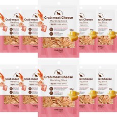  더캣 고양이 마블링 슬라이스 간식 50g, 게살 + 치즈 혼합맛, 10개 