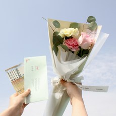 생화 감사해요 카네이션 꽃다발 + 감사장 용돈봉투 세트, 혼합색상, 1개