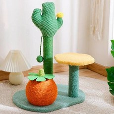 curiouspet 貓咪花朵柱型貓抓板 小型貓咪塔, 仙人掌, 1個