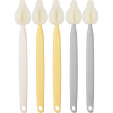 BABY&I 長柄奶嘴刷 5入, 芥末灰, 1套