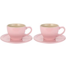르크루제 소르베 카푸치노 컵 200ml + 받침 세트 쉬폰핑크 2세트