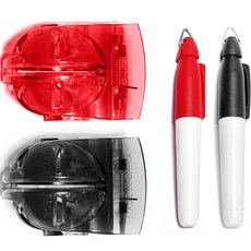 Pistop 高爾夫練習用品 鉗式球襯 2 種 + 記號筆 2 種套組, 黑色+紅色, 1組