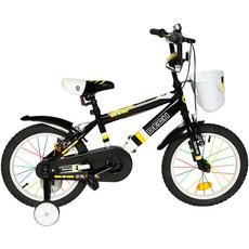 옐로우콘 아동용 데크 18형 네발 보조 바퀴 자전거, 블랙, 126cm