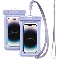 spigen 氣囊手機防水袋+掛繩, 2組, 水藍色