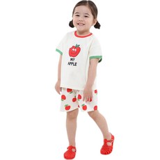 삼소니 아동용 애플 반팔 상하 바지세트