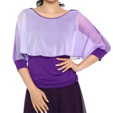 댄스도매 그라쉬폰랩 티셔츠 LDT25600, 보라