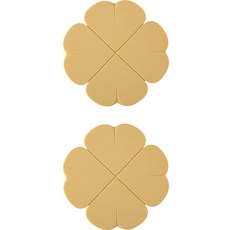 아리코 네잎클로버 실리콘 냄비받침, 옐로우, 2개