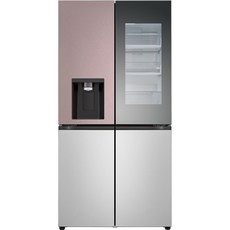 [색상선택형] LG전자 오브제 디오스 노크온 얼음 정수기 냉장고 방문설치, 오브제컬렉션 클레이핑크 + 실버, W824SKV472S