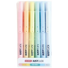 모리스 저스트 클릭 마일드 형광펜 6p 세트 S, Yellow, Orange, Pink, Mint, Navy, Gray, 1세트