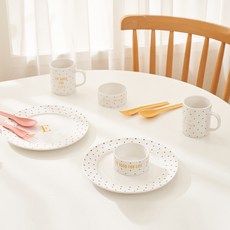 ROSLYN 圓點早午餐組 6入, 混色, 碗架 2p + 碗 2p + 馬克杯 2p