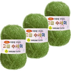 yarna 대용량 고급 수세미 뜨개실 100g, 161 그린카키, 3개