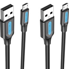 벤션 마이크로 5핀 USB 고속충전케이블, 1m, 블랙, 2개