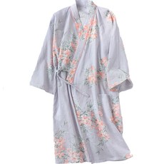 여성용 굿샵 꽃무늬 롱 슬립 스커트 순면 가운 L, 블루그레이, 1개