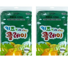 키즈 클레이 2p, 초록, 500g, 2개 - 그린클레이