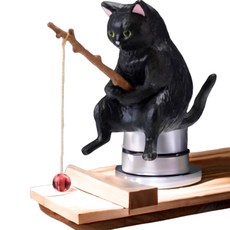 미미네아쿠아 낚시하는 고양이 피규어 올블랙, 4개