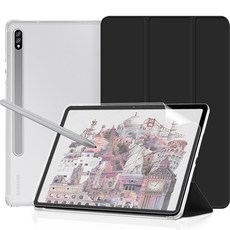 제이로드 클리어슬림 태블릿 PC 케이스 + 종이질감필름 세트, 블랙