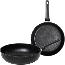 퀸센스 인덕션 오일로드 프라이팬 세트 2개, 블랙, 프라이팬 32cm + 웍 32cm, 1세트
