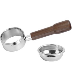 칼딘 웰홈 바텀리스 포터필터 58mm + 바스켓 세트, 월넛 (바스켓 포함), 1세트
