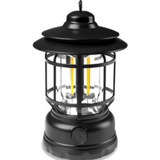 무드 야외 캠핑 단계 밝기 조절 LED 랜턴, 블랙, 1개