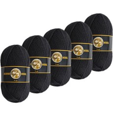 yarna 메리노 울 10ply 뜨개실 100g, 302 블랙, 5개