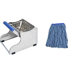 Clean Mate 不鏽鋼鐵腳拖把+一般藍色抹布 340g組, 1組
