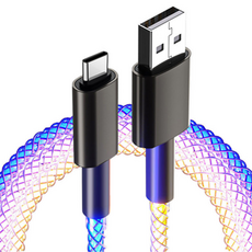 행복앤 자체발광 RGB 고속 급속 충전 케이블 USB-C, 1m, 혼합색상, 1개