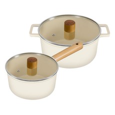OSLO 인덕션 크리엠 IH 세라믹 냄비세트 2개, 혼합색상, 편수냄비 18cm + 양수냄비 20cm, 1세트