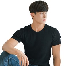 남성용 형상기억인모 탑스타일 투블럭 베이직 정수리 부분가발, 다크블랙, 1개