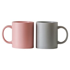 애스크제이 베이직 매트 도자기 머그컵 330ml x 2종 세트, 핑크, 그레이, 1세트 핑크, 그레이, 1세트