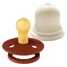 BIBS 컬러 고무 쪽쪽이 1단계 + 실리벨 케이스 세트, 1단계(0~6개월), 러스트, 1세트